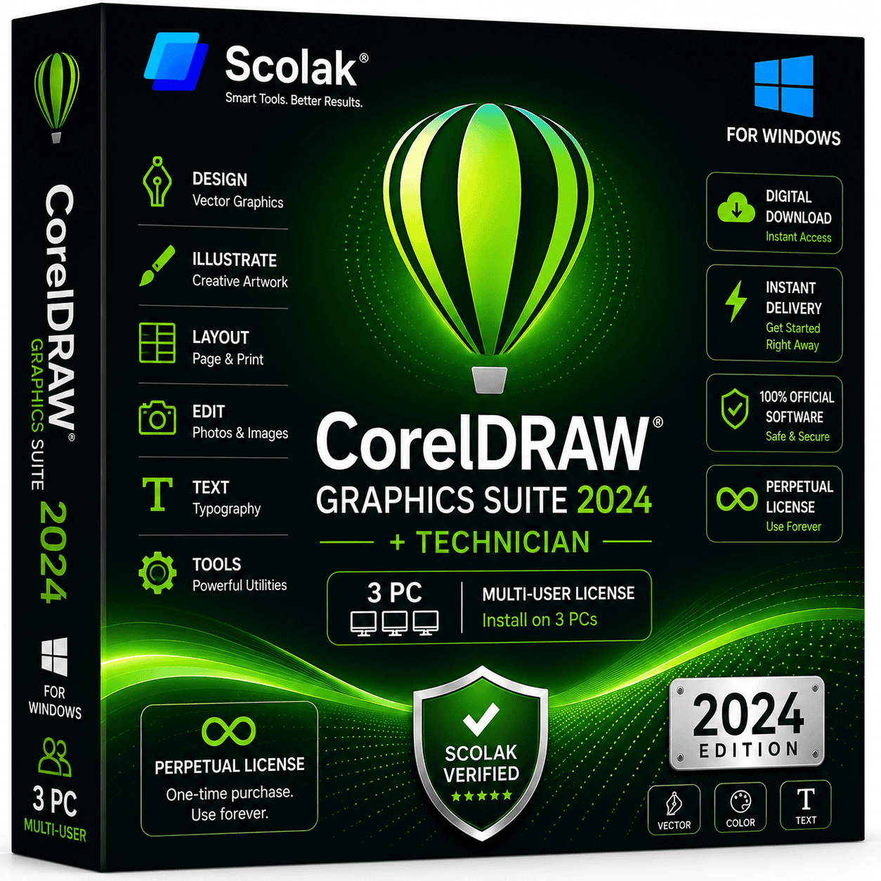 CorelDRAW Graphics Suite 2024 Technician 3 PC Lifetime License