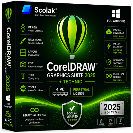 CorelDRAW Graphics Suite 2025 Technician 4 PC Perpetual Lifetime License