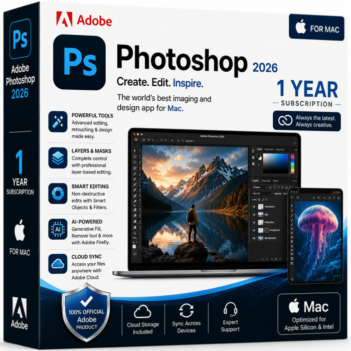 Adobe Photoshop 2026 for Mac 1 Year Subscription
